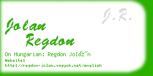 jolan regdon business card